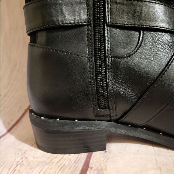 NWT INC "Fadora" Black Leather Knee High Riding Boots w/Nailhead Trim Sz 6M - Picture 8 of 11